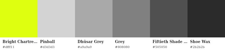 Chartreuse + Neutral Grays swatches